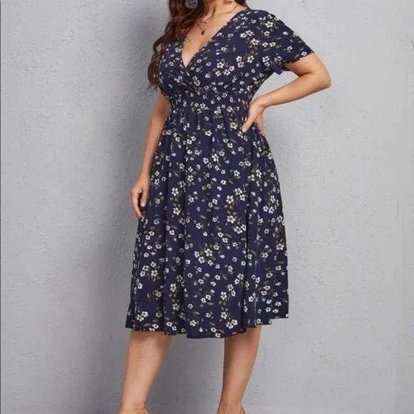 Boho Plus Size Floral Print A Line Dress - Picture 5 of 14